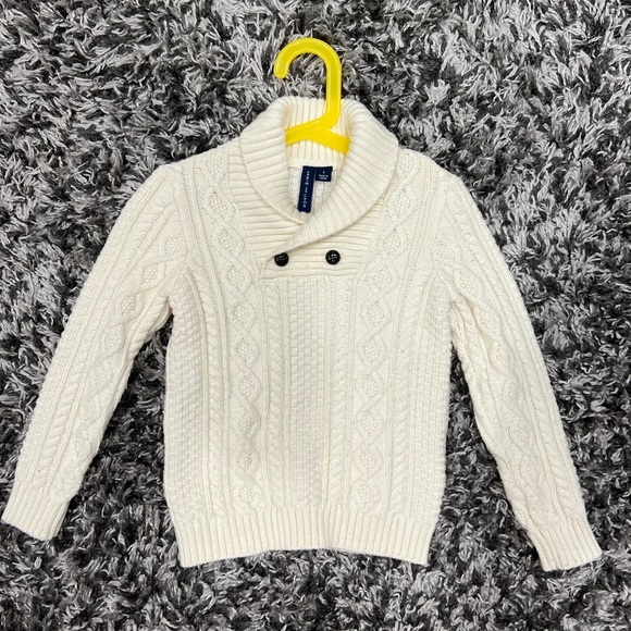 Janie and Jack Cable Knit Fisherman Sweater 3Tboys Toddler Cream Knit Button - Picture 2 of 11